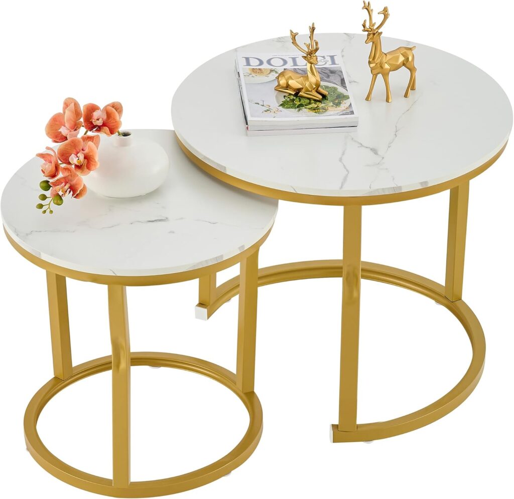 set of nesting side tables gold frame